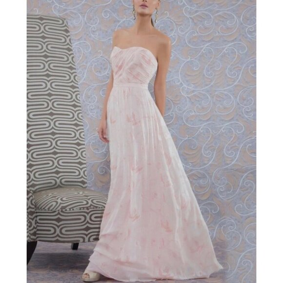 Erin Featherstone Women's Watercolor Pink Rose Watercolor Chiffon Dress - 4 - Picture 2 of 14